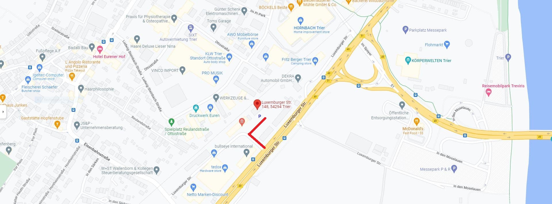 Karte Standort Pegasus Pole Studio Trier Luxemburgerstraße 148